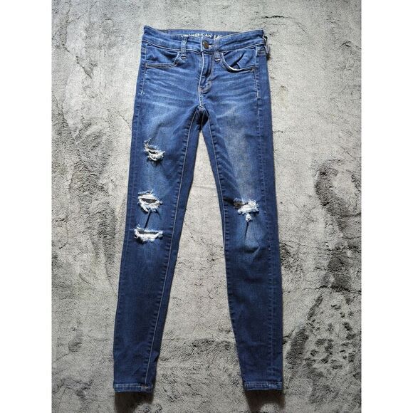 American Eagle Next Level Stretch Jegging Jeans Women's Size 2 Regular Dark Wash - Picture 2 of 14